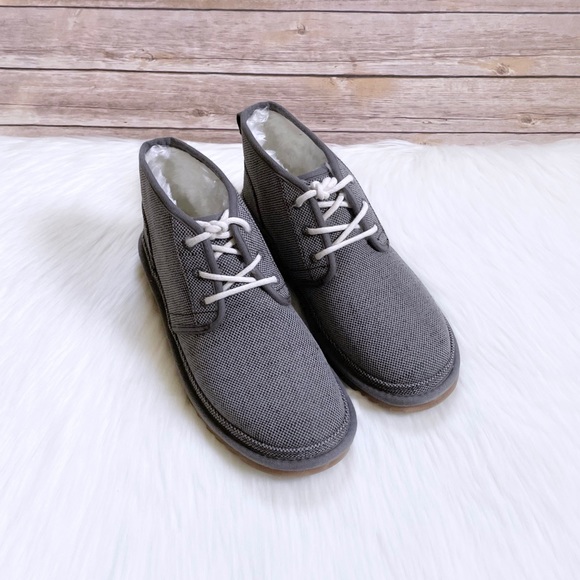 UGG Men’s Neumel Natural Hemp Canvas Chukka Boots In Grey - Picture 5 of 7